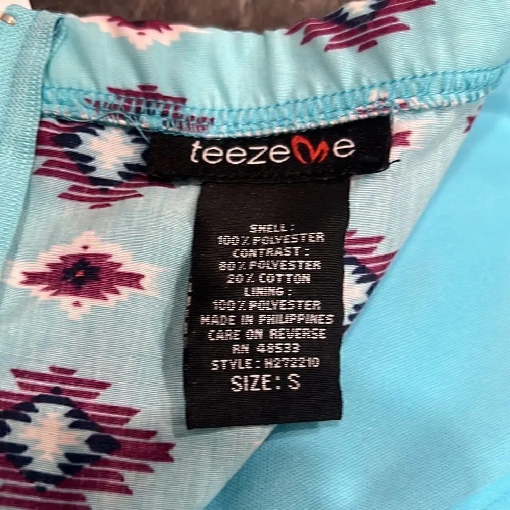 136. Teeze Me Y2K multicolor Aztec Tribal Strapless Corset dress NWT Size S